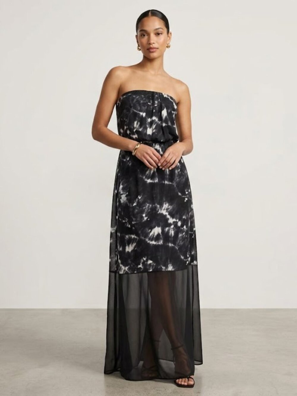 New Rare Strapless Black and white Maxi Dress Medium